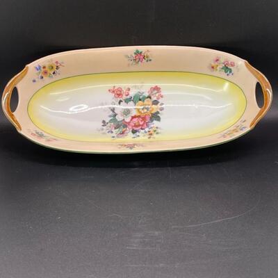 Vintage Floral Oval Serving Bowl Trinket Dish 