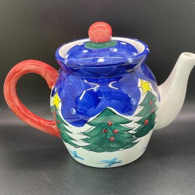 Christmas Holiday Winter Themed Tea Pot