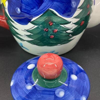 Christmas Holiday Winter Themed Tea Pot