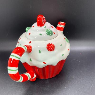 Christmas Holiday Candy Cane Themed Tea Pot