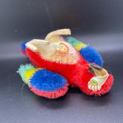 Vintage Steiff Macaw Parrot Stuffed Mini Plush Lora with Name Tag