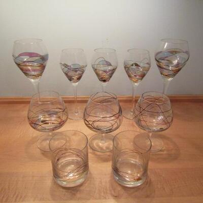 Mouthblown Glasses- Stained Glass Look- Various Sizes