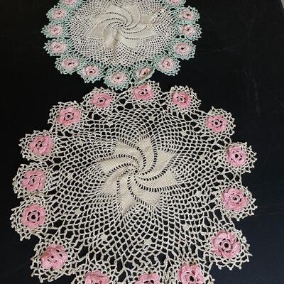 Vintage Crocheted Pillow Cases and Doilies