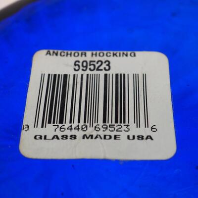 lot 78 Anchor Hockking large blue vase Depression glass heavy punch bowl