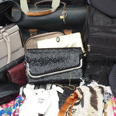 Lot 79 purses, wallets, gloves, scarves