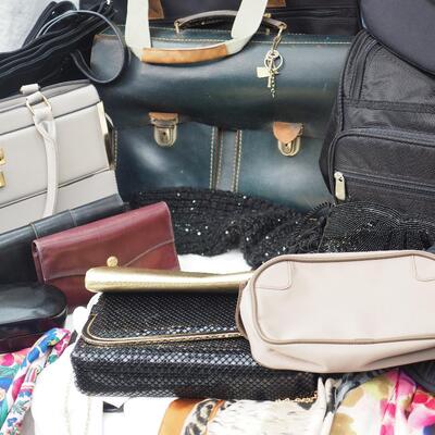 Lot 79 purses, wallets, gloves, scarves