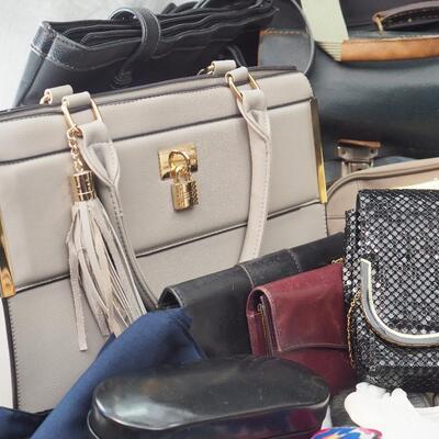 Lot 79 purses, wallets, gloves, scarves