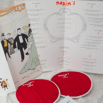 Lot 85 Maxim's of Paris menu and mits