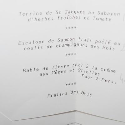 Lot 85 Maxim's of Paris menu and mits