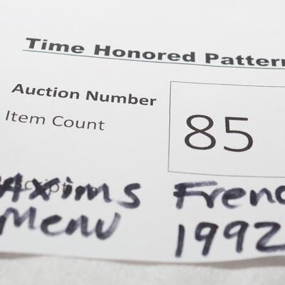 Lot 85 Maxim's of Paris menu and mits