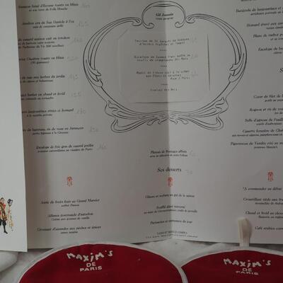 Lot 85 Maxim's of Paris menu and mits