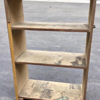 Vintage Wood Bookshelf on Wheels