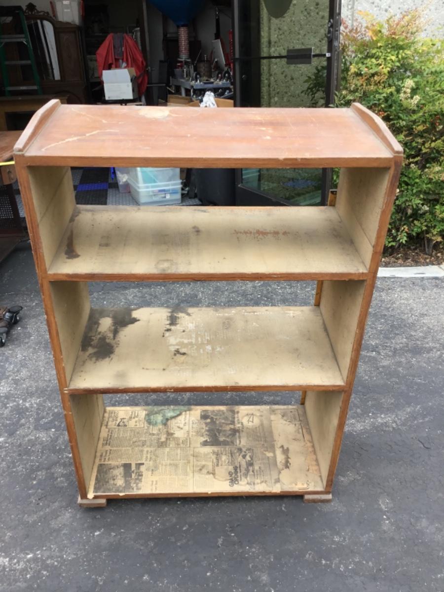 Vintage Wood Bookshelf on Wheels