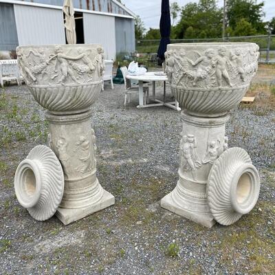 02247 Roccoco/Late Baroque Concrete Planter Urns