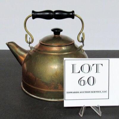 Older Copper Tea Kettle Wood Handle, Brass Hardware, Made in England Has Lots of Great Patina