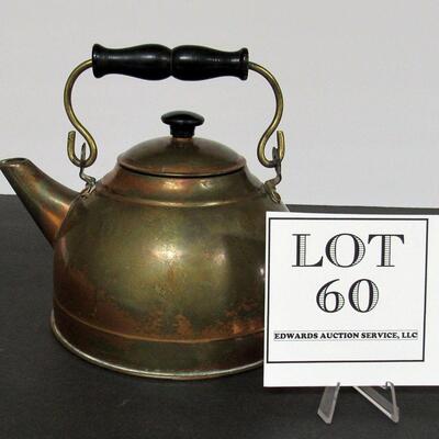 Older Copper Tea Kettle Wood Handle, Brass Hardware, Made in England Has Lots of Great Patina