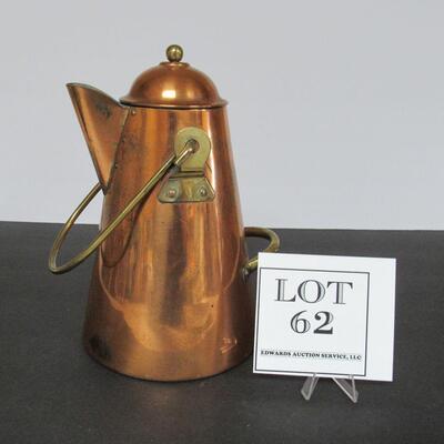 Nice Quality Heavy Copper Coffee Pot Marked Tagus, Made in Portugal.  Read description for more details. 