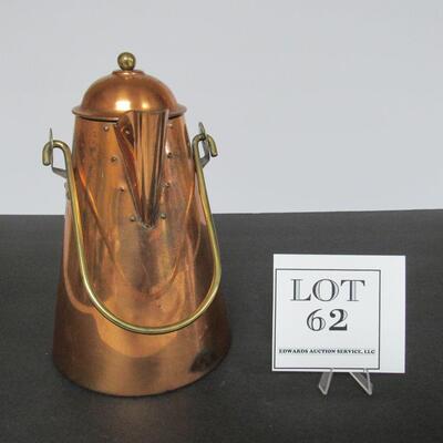 Nice Quality Heavy Copper Coffee Pot Marked Tagus, Made in Portugal.  Read description for more details. 