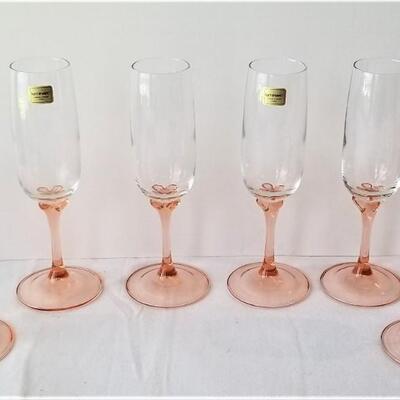 Lot #229  Set of 8 Pink Flutes - Luminarc (France)