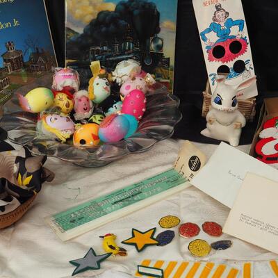 Lot 89 hand painted easter eggs, vintage patches