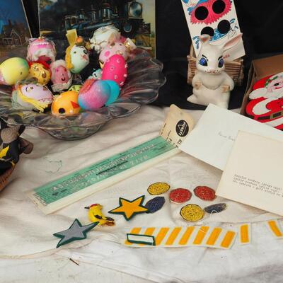 Lot 89 hand painted easter eggs, vintage patches
