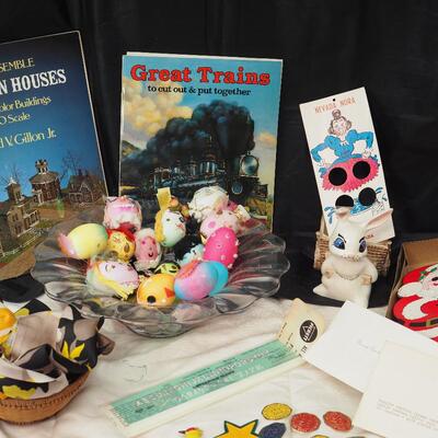 Lot 89 hand painted easter eggs, vintage patches