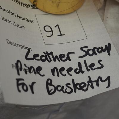 lot 91 Leather scraps and basketry materials