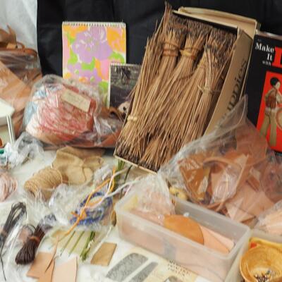 lot 91 Leather scraps and basketry materials