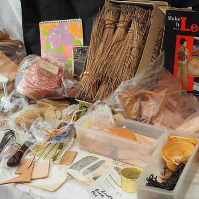 lot 91 Leather scraps and basketry materials