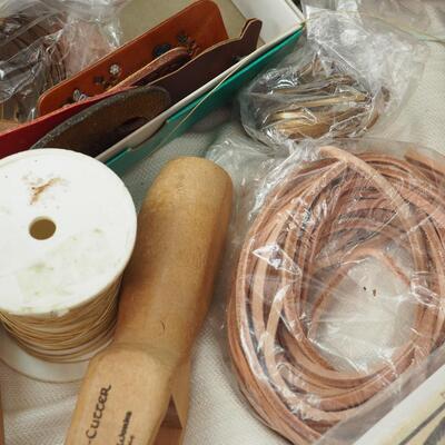 lot 91 Leather scraps and basketry materials