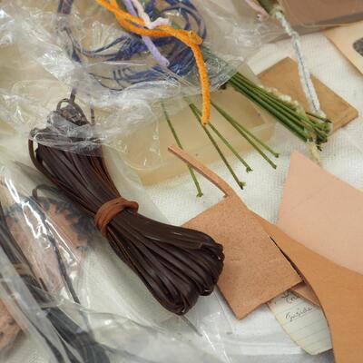 lot 91 Leather scraps and basketry materials