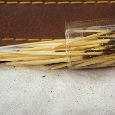 Lot 92 leather pieces Porcupine quills 