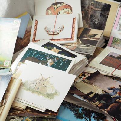 Lot 94 100s of blank greeting cards with envelopes, and postcards