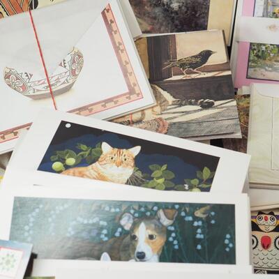 Lot 94 100s of blank greeting cards with envelopes, and postcards
