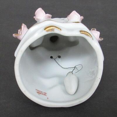 Sweet Little Porcelain Male Baker Chef Bell With Applied Flowers, Japan