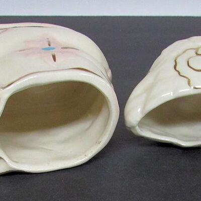 2 Small Pottery Planters, Shoe and Swan With Hat On