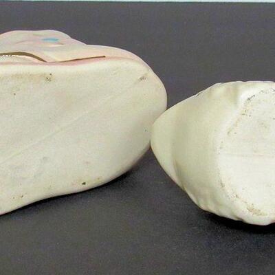 2 Small Pottery Planters, Shoe and Swan With Hat On