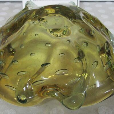 MCM Free Form Controlled Bubbles Heavy Glass Bowl Unsigned