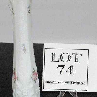 Vintage Westmoreland Paneled Grape Bud Vase With Hand Painted Roses 