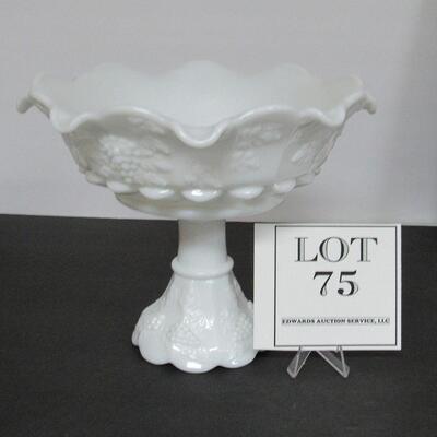 Westmoreland Paneled Grape Milk Glass Huge Footed Compote 9 3/4" x 8"