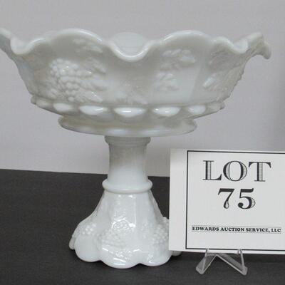 Westmoreland Paneled Grape Milk Glass Huge Footed Compote 9 3/4" x 8"
