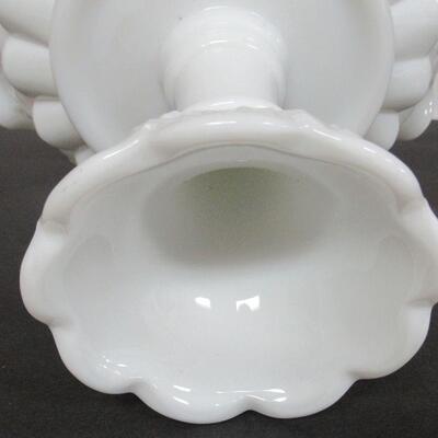 Westmoreland Paneled Grape Milk Glass Huge Footed Compote 9 3/4" x 8"