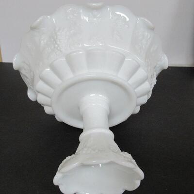 Westmoreland Paneled Grape Milk Glass Huge Footed Compote 9 3/4" x 8"