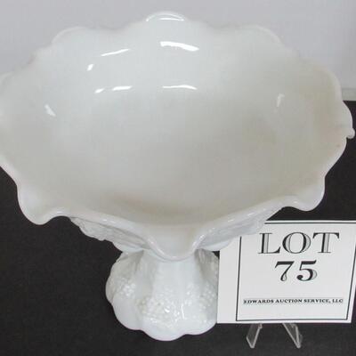 Westmoreland Paneled Grape Milk Glass Huge Footed Compote 9 3/4" x 8"