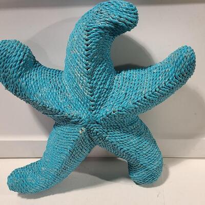 Large Turquoise Wicker Starfish -Item #93 -  14" x 17"