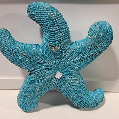 Large Turquoise Wicker Starfish -Item #93 -  14" x 17"