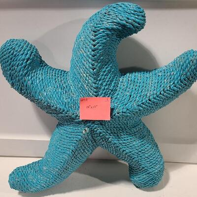 Large Turquoise Wicker Starfish -Item #93 -  14" x 17"