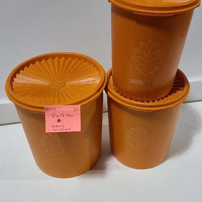 3 Tupperware Orange Containers -Item #102