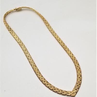 Lot #239  Sterling Silver (Gold Plated) Bright Cut Herringbone Necklace