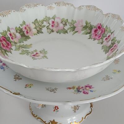 Lot 136: Floral Cake Stand, Toureeen, Pitcher and More